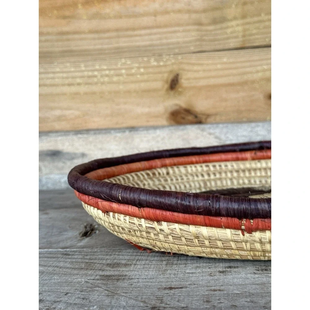 Tribal African Botswana Boho Hand Woven Wall Hanging Art Basket Tray Raffia‎
